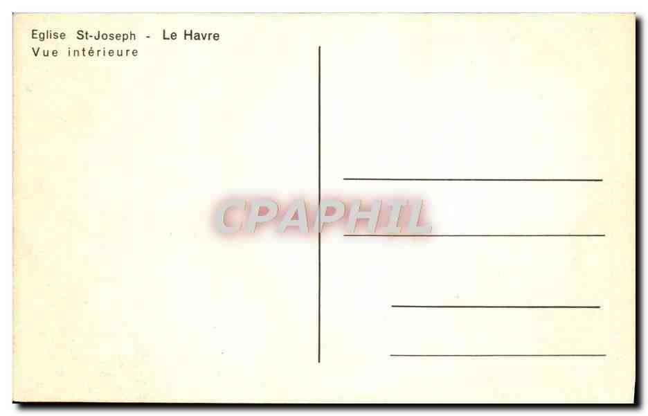 CPA Eglise St Joseph Le Havre Vue interieure — Rückseite