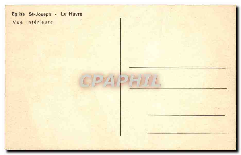 CPA Eglise St Joseph Le Havre Vue interieure — Rückseite