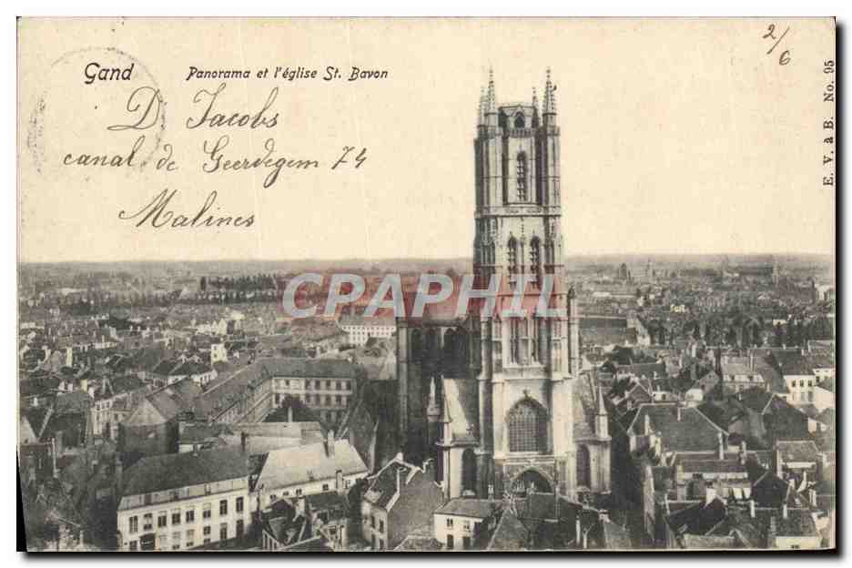 CPA Gand Panorama et L'Eglise St Bavon