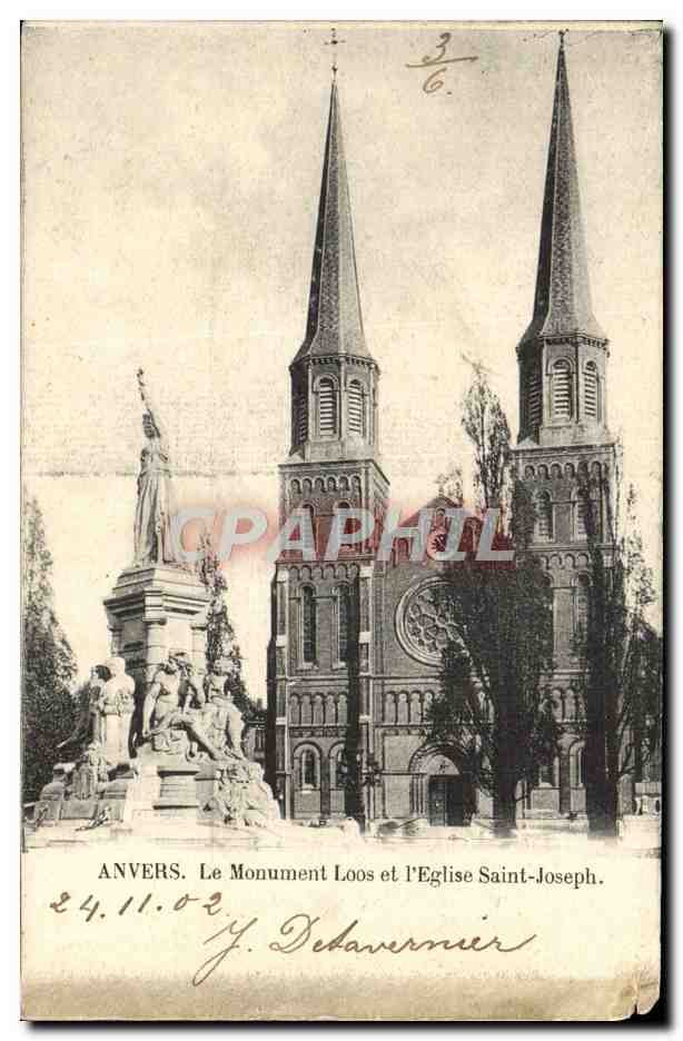 CPA Anvers Le Monument Loos et L'Eglise Saint Joseph