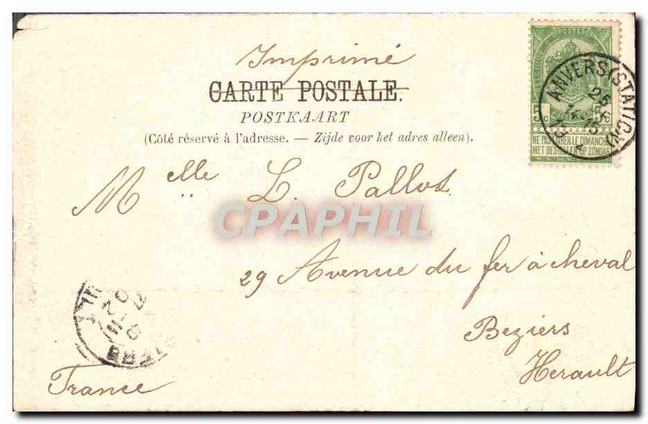 CPA Anvers Le Monument Loos et L'Eglise Saint Joseph — Rückseite