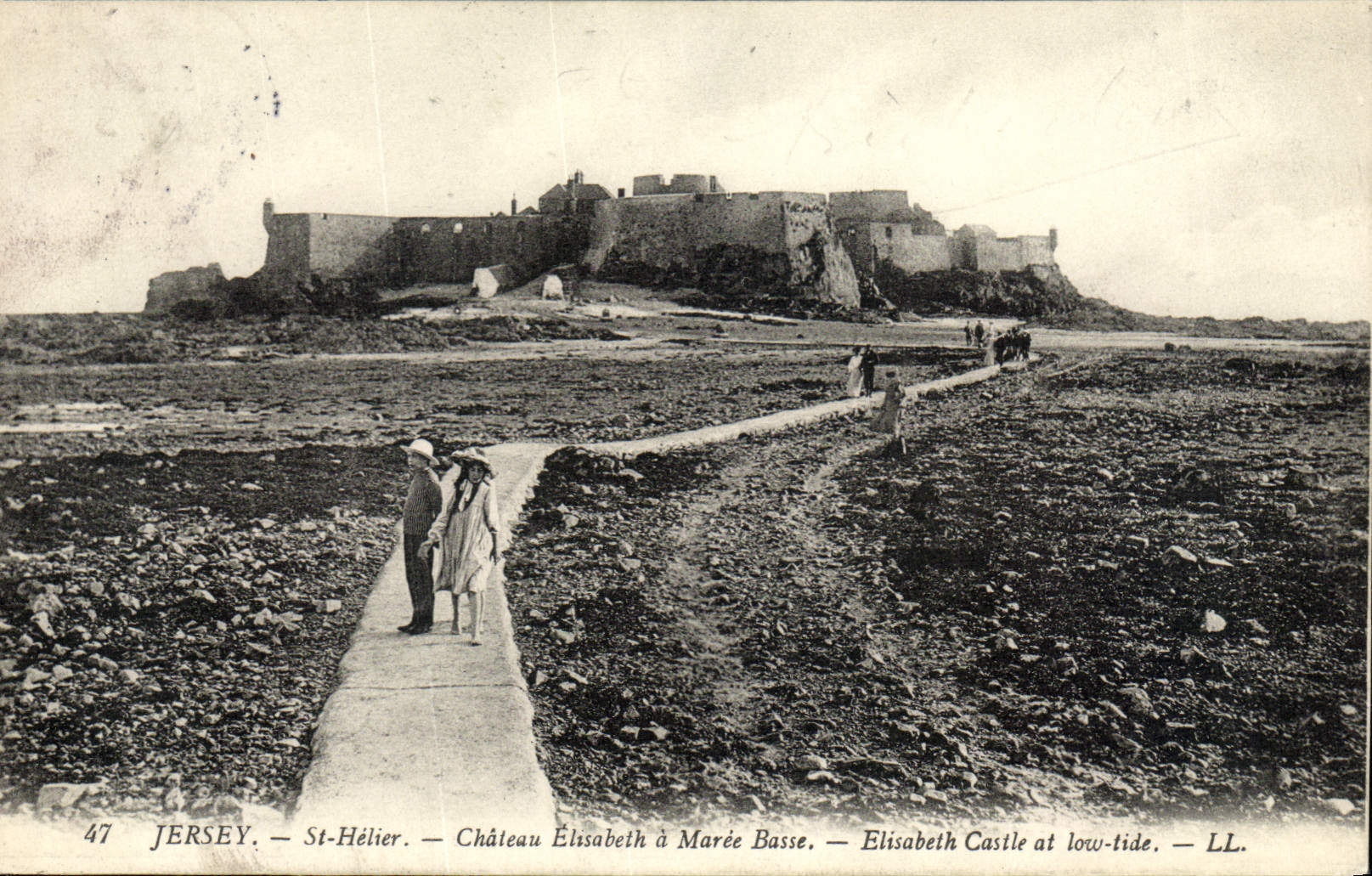 CPA Jersey St Helier Chateau Elisabeth a Maree Basse