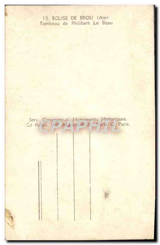 CPA Eglise de Brou Tombeau de Philibert le Beau  — Verso