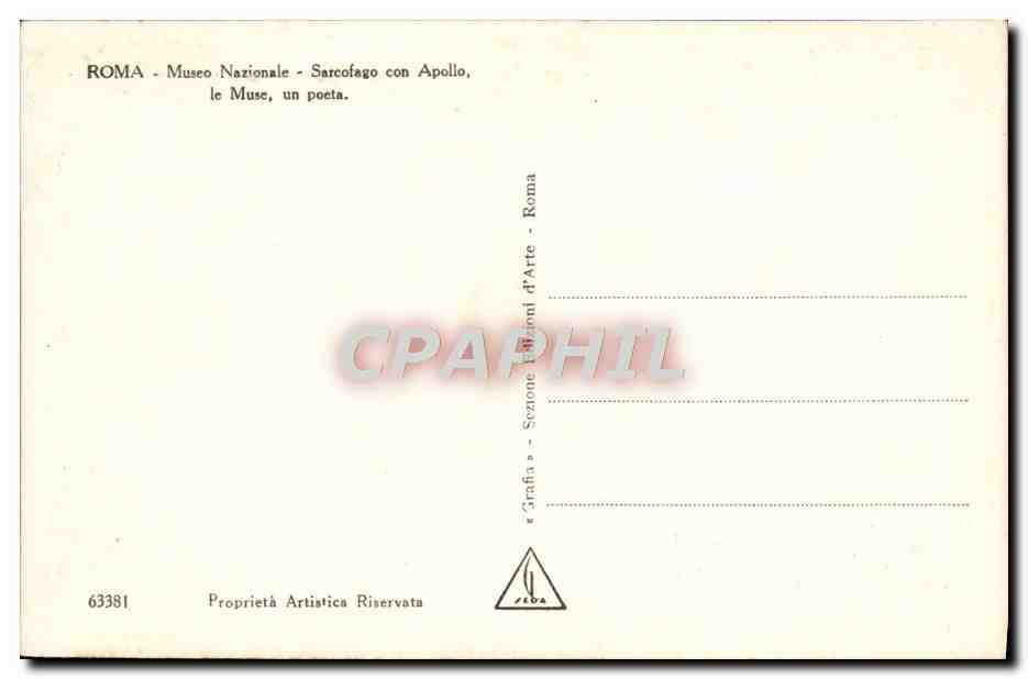 CPA Roma Museo Nazionale Sarcofago Con apollo — Rückseite