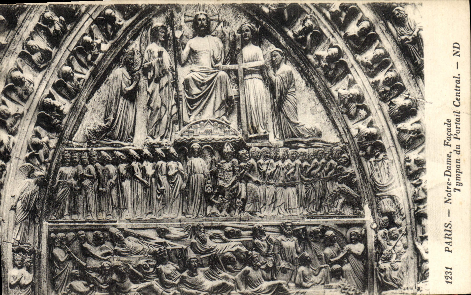 CPA Paris Notre Dame Facade Tympan du Portail Central