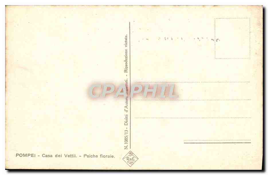 CPA Pompei Casa Dei Vettii Psiche Florale Anges — Rückseite