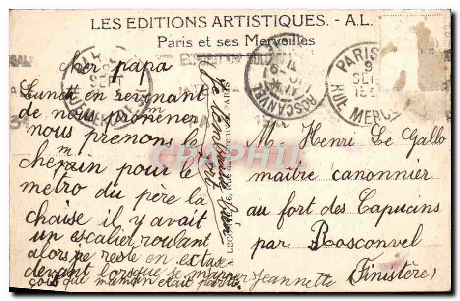 CPA Paris Porte St Denis — Verso