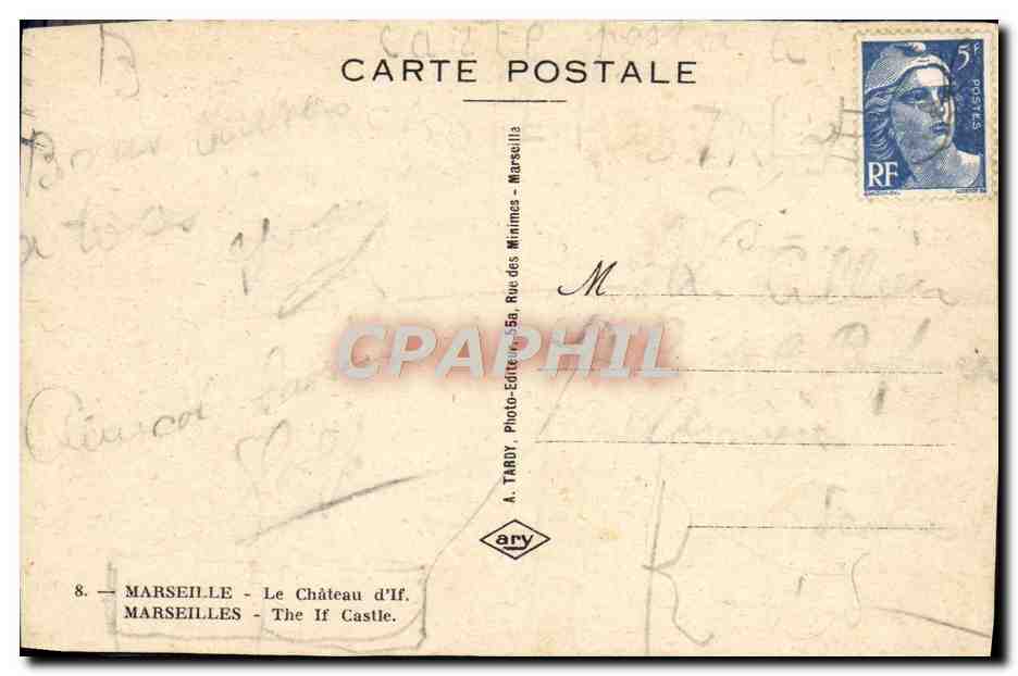 Das Schloss If — Marseille — A. TARDY — Rückseite