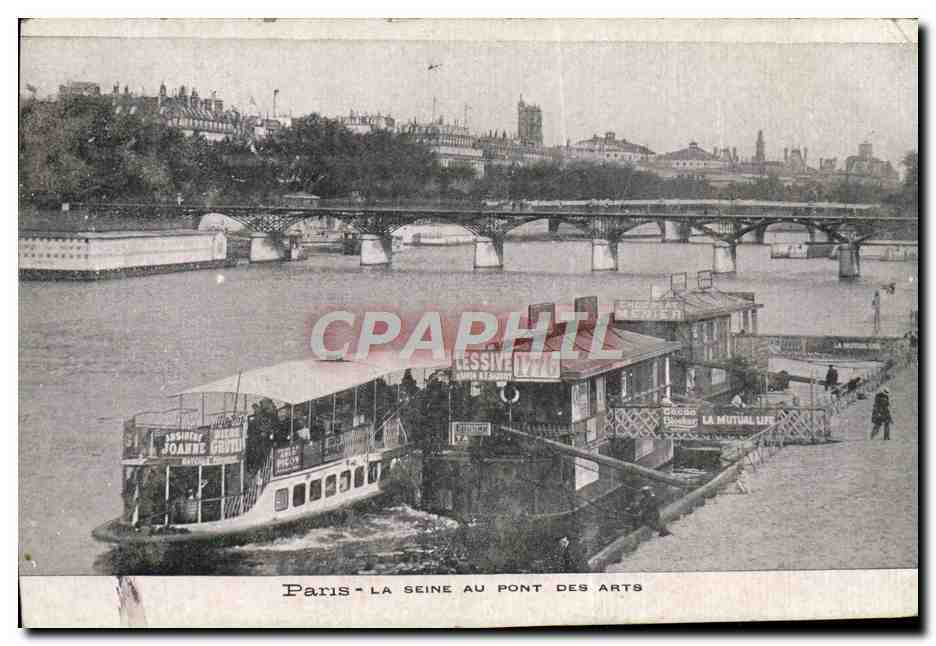 CPA Paris La Seine Au Pont Des Arts Bateau Peniche Lessive