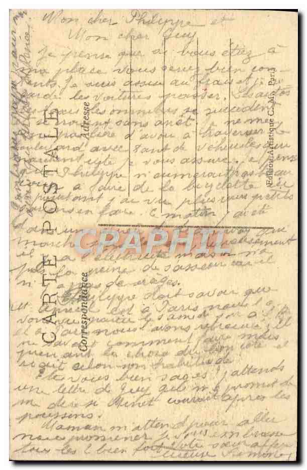CPA Paris L'Opera — Verso