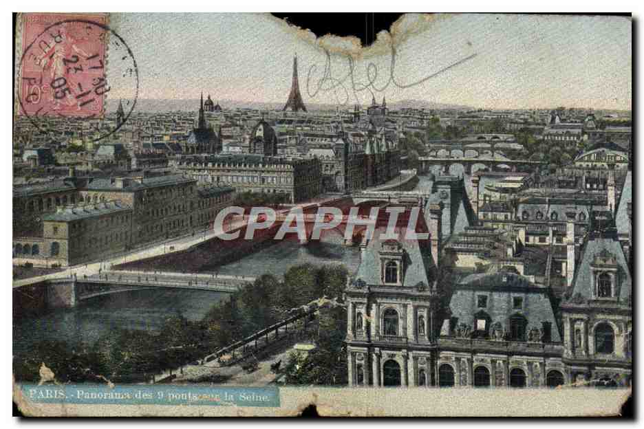 PARIS — Panorama der 9 Brücken über die Seine — Verlag 1048