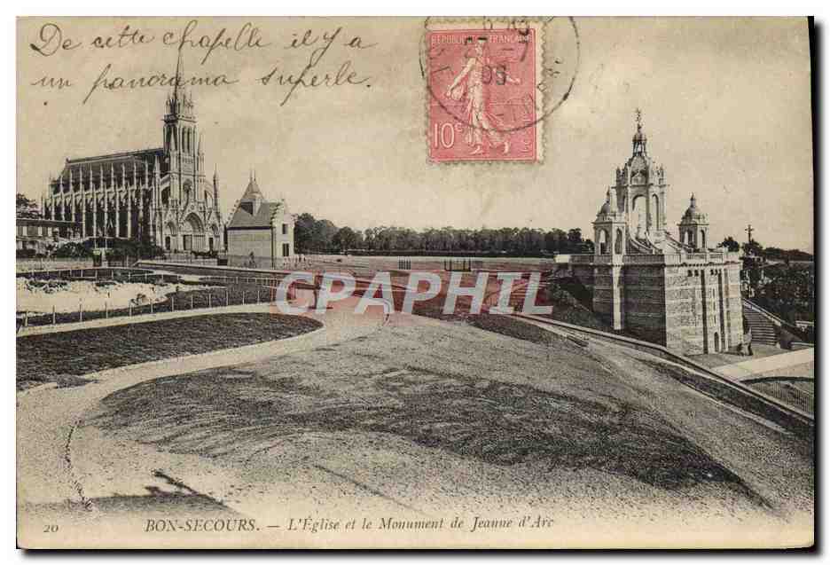 CPA Bon Secours L'Eglise Et Le Monument De Jeanne D'Arc
