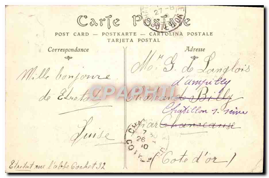CPA Etretat Porte et Falaise d'Aval — Rückseite