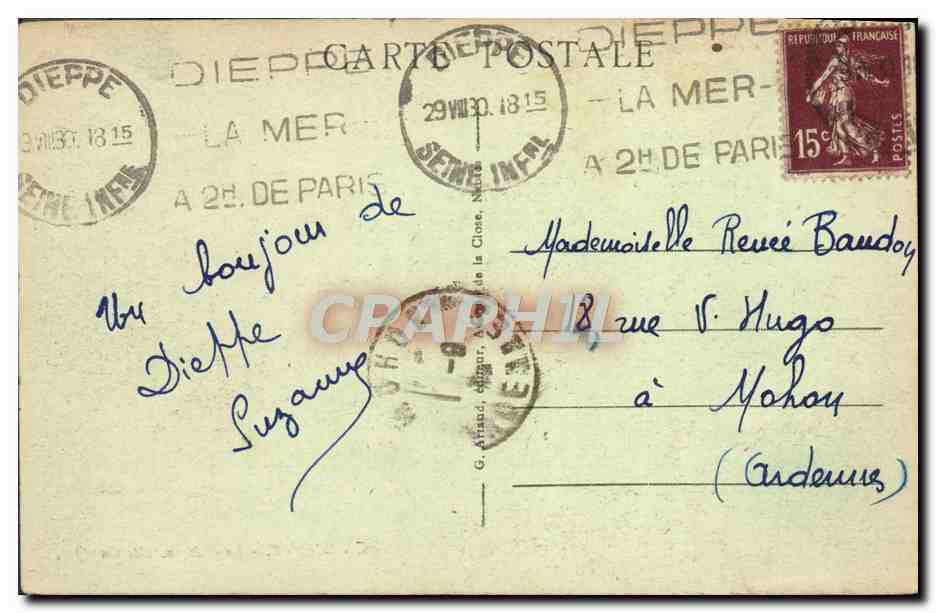 CPA Dieppe Le Chateau — Verso