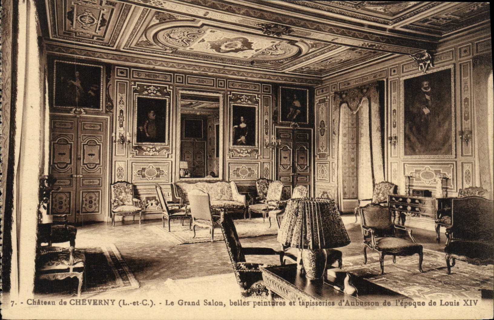 Schloss Cheverny (Loir-et-Cher) — Der Große Salon, schöne Gemälde und Aubusson-Teppiche aus der Zeit von Ludwig XIV