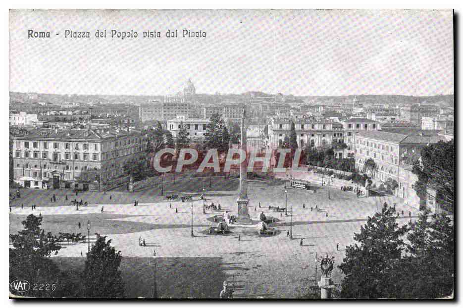 CPA Roma Plazza del Popolo Vista dal Pinalo