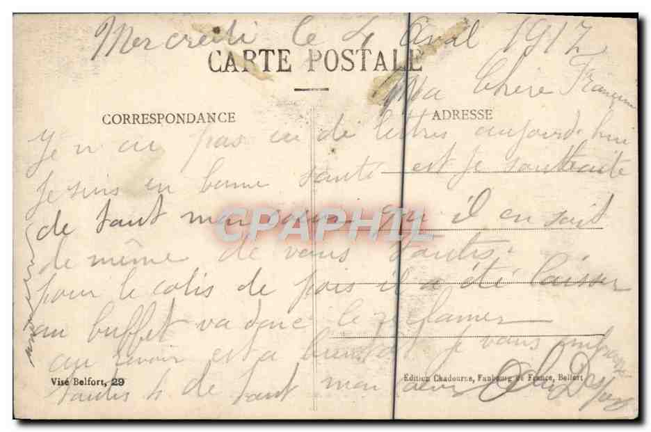 CPA Belfort Le Lion  — Rückseite