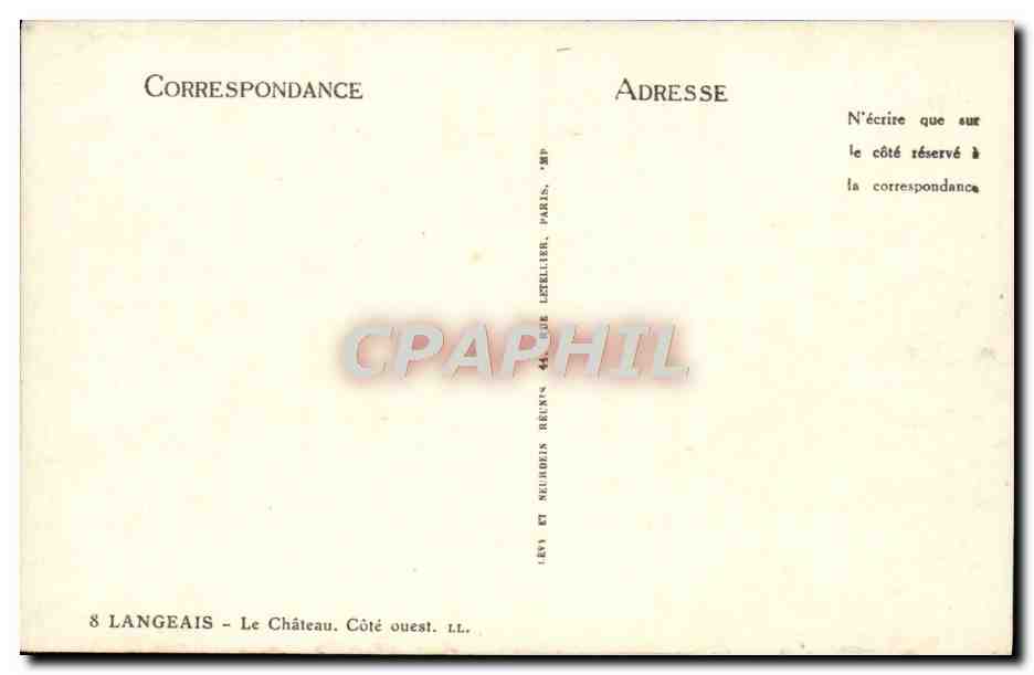 CPA Langeais Le Chateau Cote Ouest — Rückseite