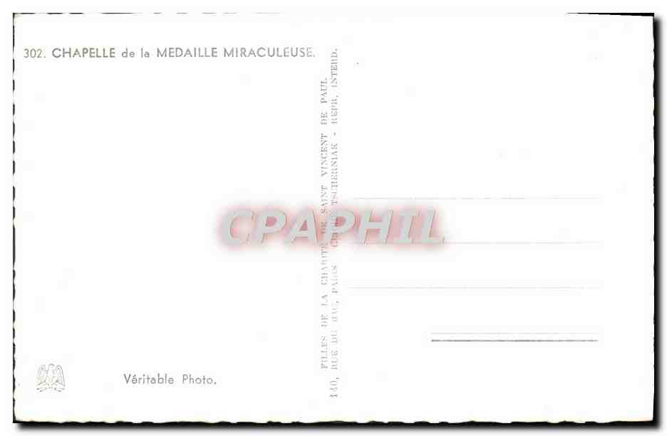 CPM Chapelllle de la Madaille Miraculeuse — Rückseite