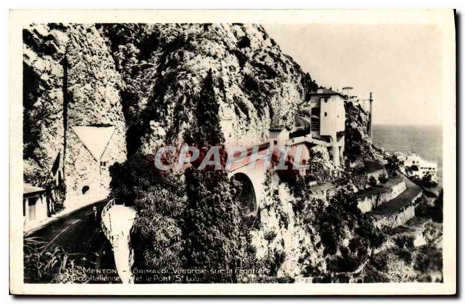 CPA Menton Grimaldi Vue prise sur la Frontiere