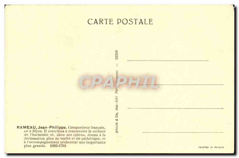 CPA Rameau Jean Philippe 1683 1764 Compositeur Francais Musique — Rückseite