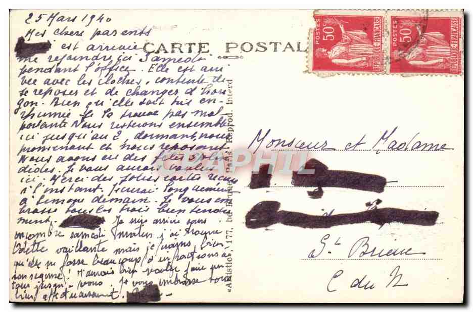 Abbaye de la Pierre-qui-Vire (Yonne) — Vue générale Sud — Hépord, interd. 6-37, Paris, Décembre 1929 — Reverso