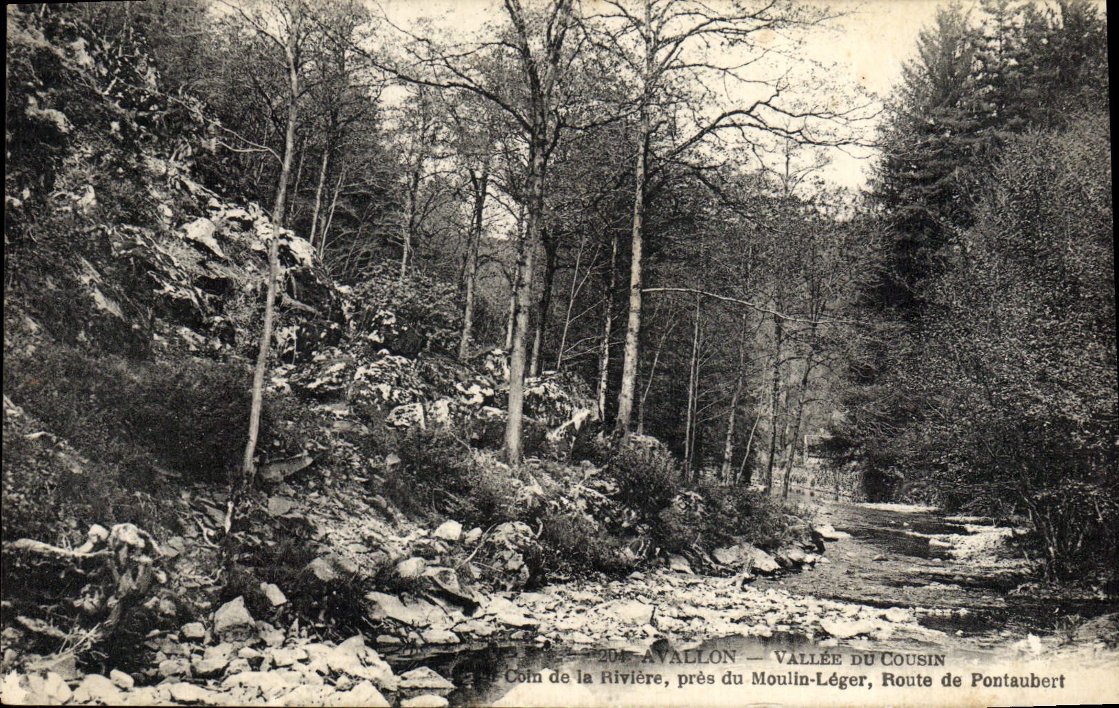 Coin de la Rivière, près du Moulin-Léger, Route de Pontaubert — Avallon — Vallée du Cousin — Librairie Pap. Pothaia Frères, Avallon
