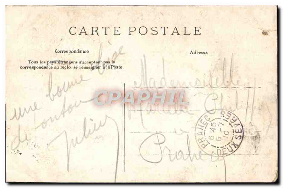 Tarjeta postal antigua Palacio de Fontainebleau Salón del Rincón — Reverso