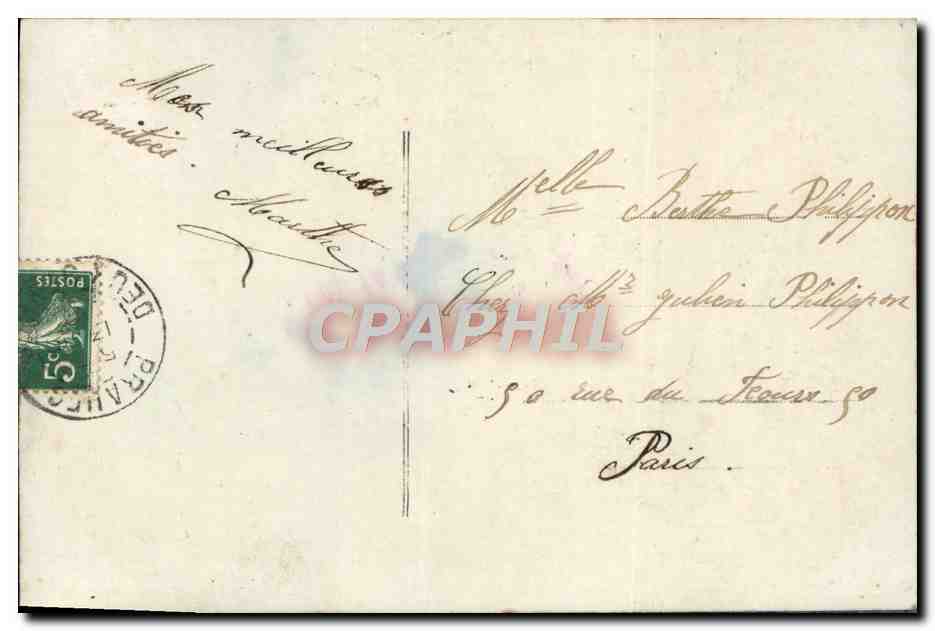 Jeune femme avec bouquet de roses — 'Mon meilleur Souvenir' — S.A.C. n°520 — Verso