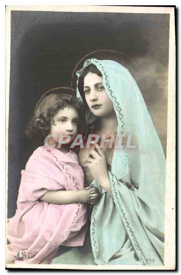 CPA Fantaisie Femme Enfant Vierge
