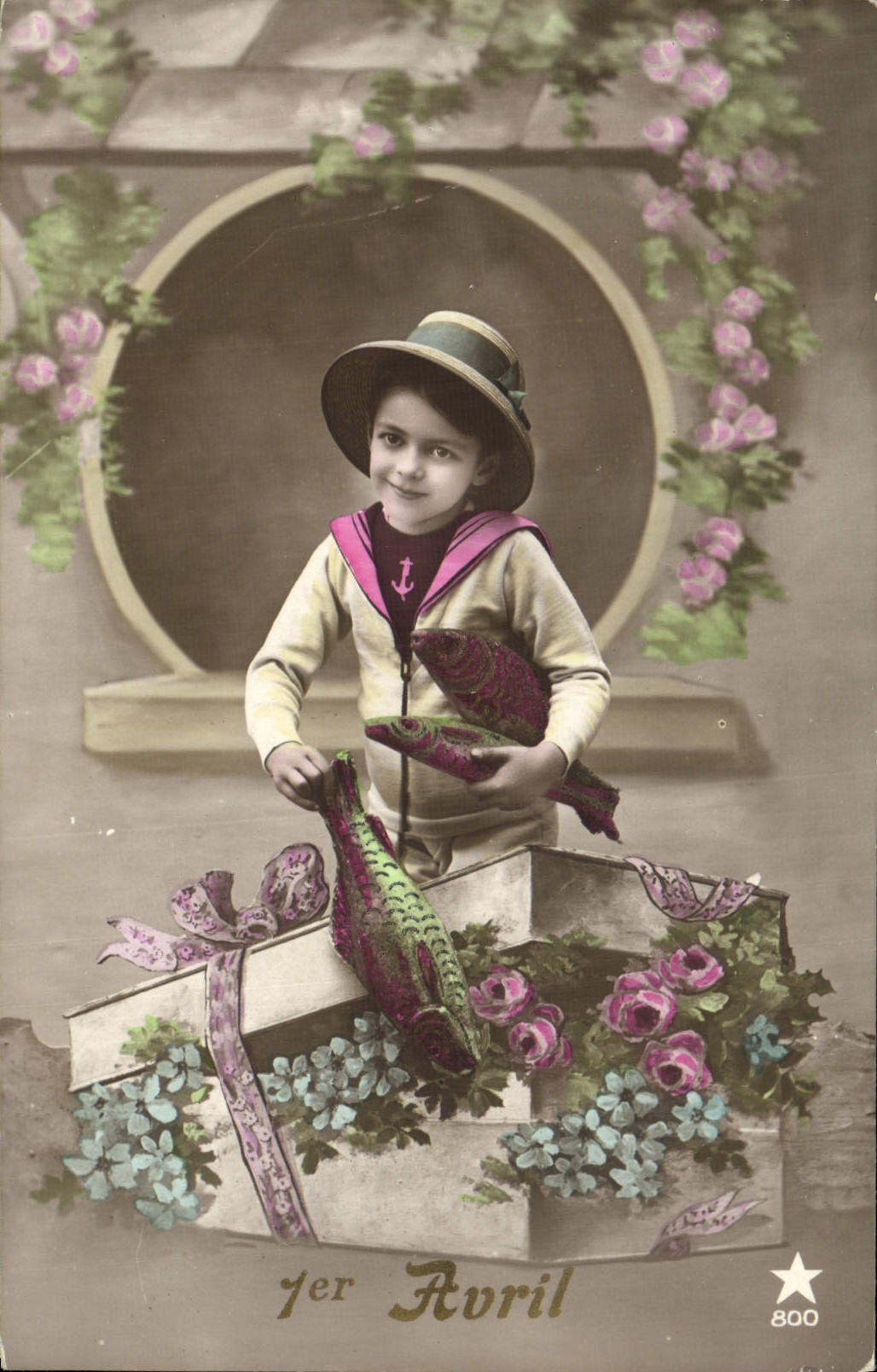 CPA Fantaisie Enfant 1er avril Poisson 