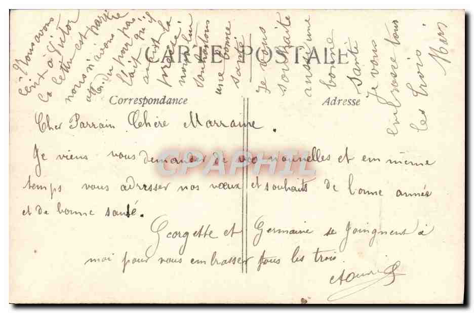 CPA Bonne Annee Fleurs Fer a cheval — Rückseite