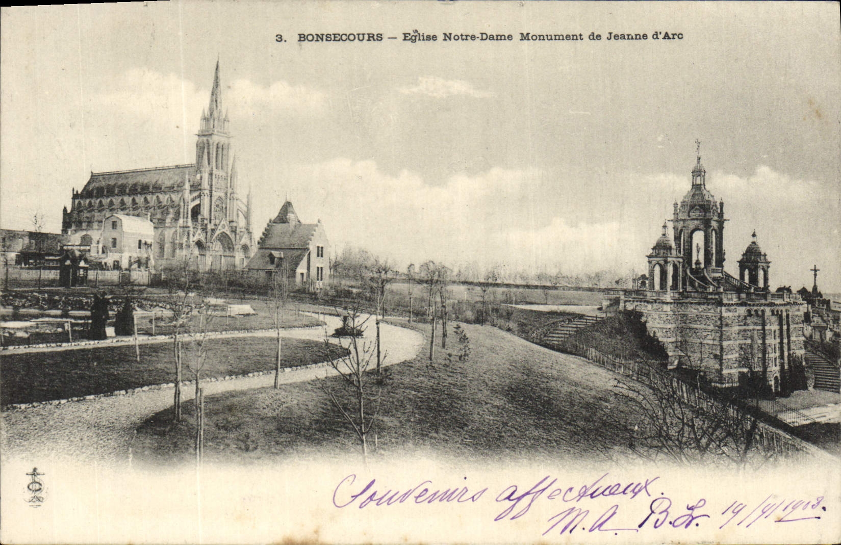 CPA Bonsecours Eglise Notre Dame Monument de Jeanne d'Arc