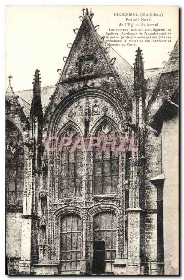 Ploërmel (Morbihan) — Portail Nord de l'Église Saint-Armel — éditeur non identifié