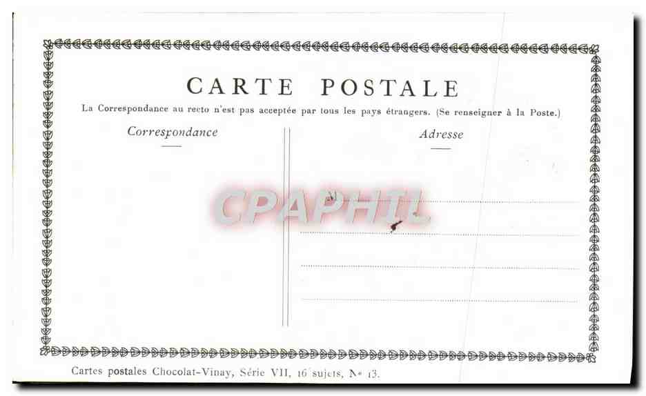 CPA Fantaisie Publicite Chocolat Vinay L'epiciere de village Gerard Dou  — Verso