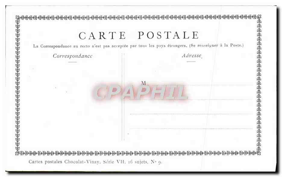 CPA Fantaisie Publicite Chocolat Vinay Le coupe tete Enfants Saint Aubin  — Verso