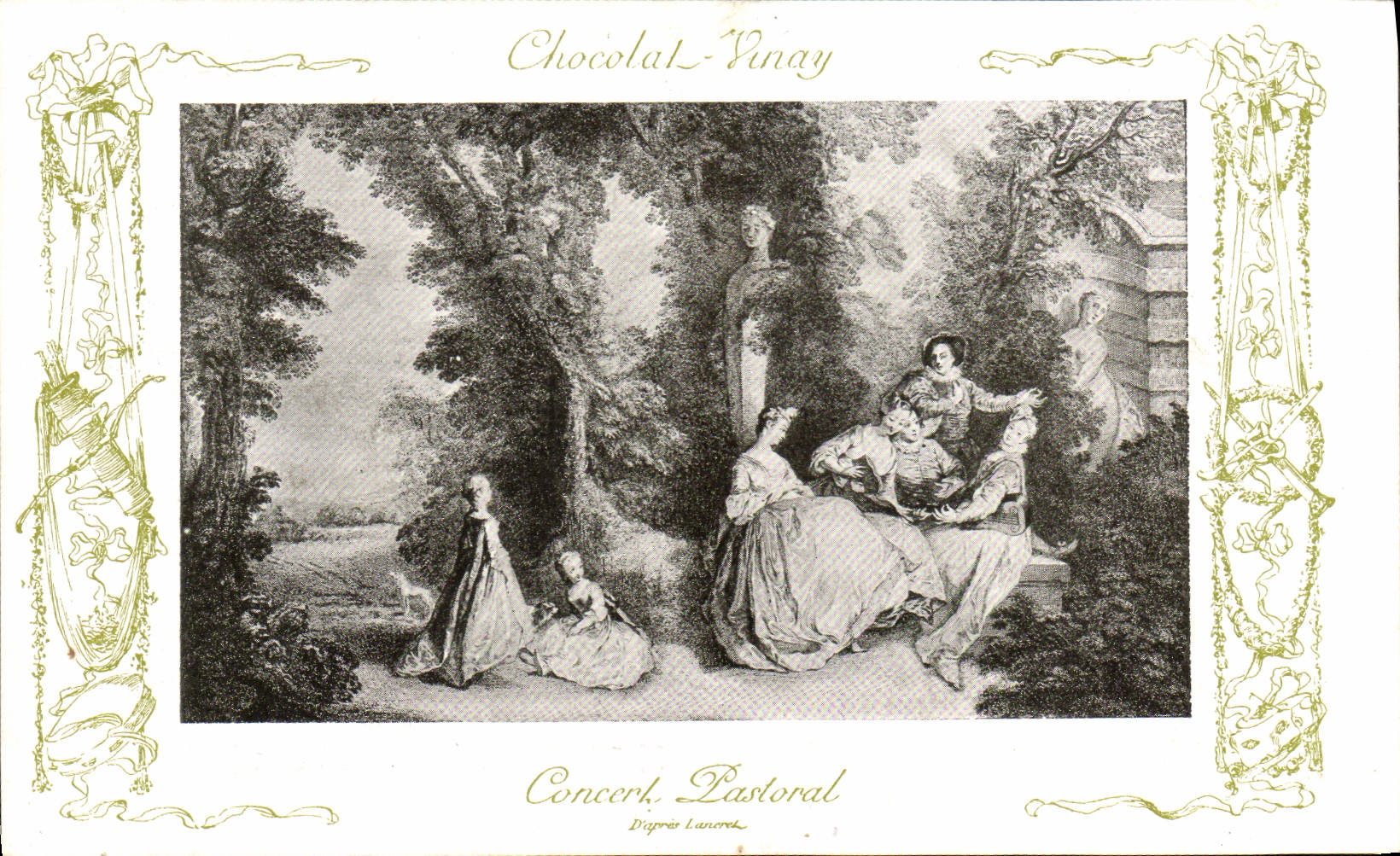 Concert Pastorale — D'après Lancret — Cartes postales Chocolat-Vinay, Série VII, 16 sujets, N° 5