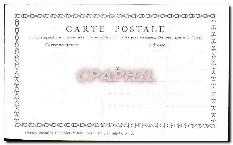 Le Jeu de Cache-Cache — D'après Lancret — Chocolat-Vinay, Série VII, N° 3 — Verso