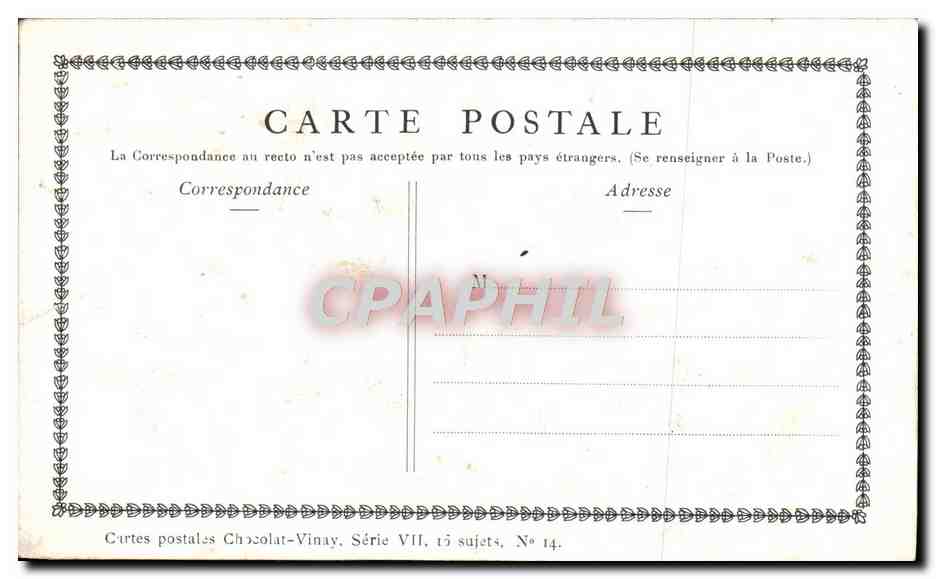 CPA Fantaisie Publicite Chocolat Vinay La famille de Gerard Dou — Verso