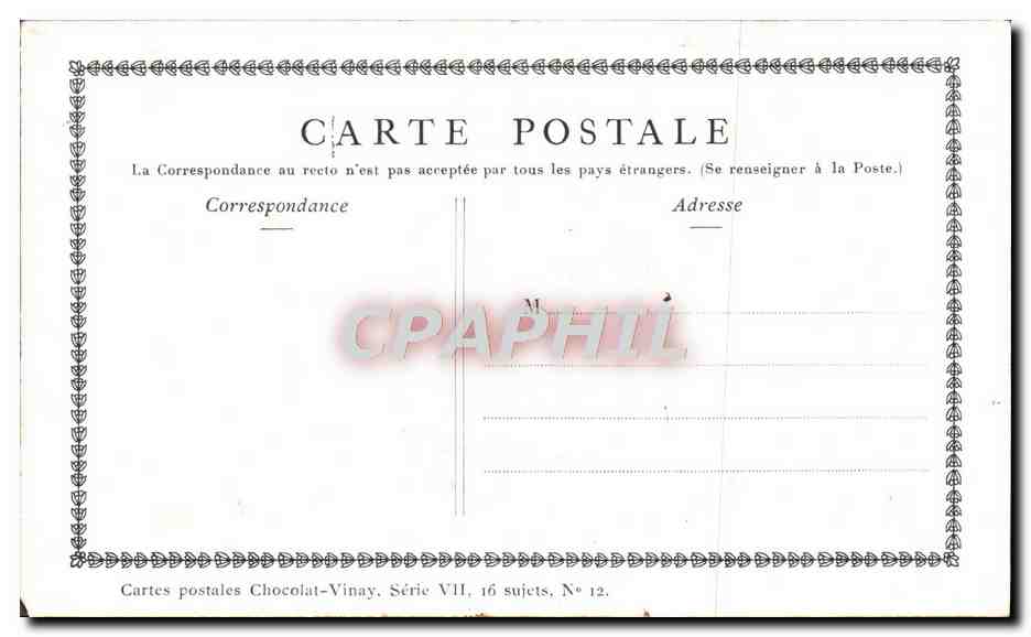 CPA Fantaisie Publicite Chocolat Vinay La marchande hollandaise Gerard Dou  — Back