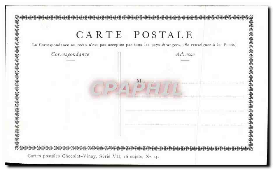 La Famille de Gérard Dou — D'après Gérard Dou — Chocolat-Vinay, Série VII, N° 14 — Verso