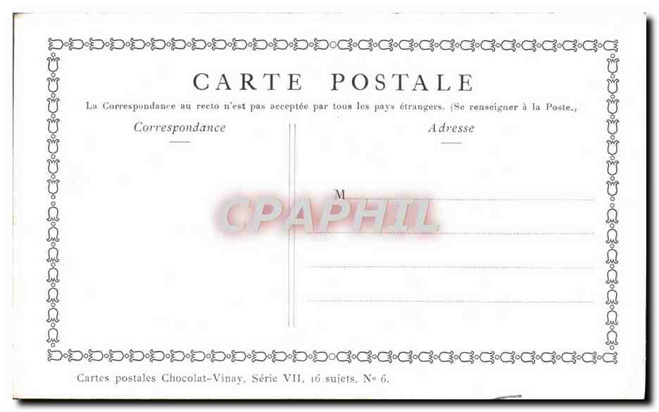 CPA Fantaisie Publicite Chocolat Vinay Le printemps Lancret — Verso