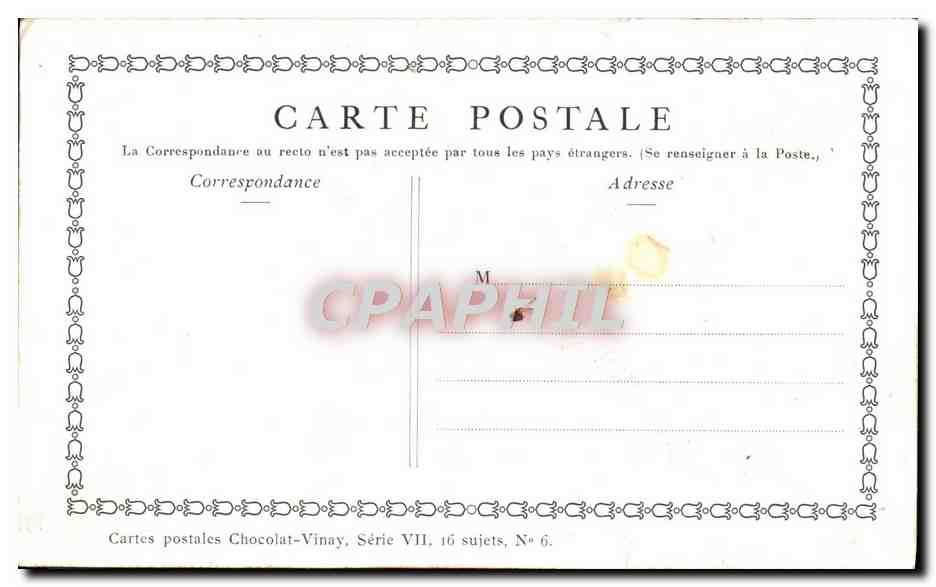 CPA Fantaisie Publicite Chocolat Vinay Le printemps Lancret  — Back