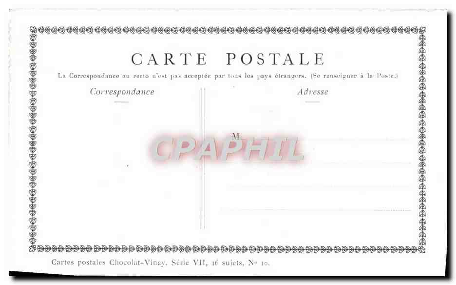 CPA Fantaisie Publicite Chocolat Vinay Femme tenant une volaille Gerard Dou — Rückseite