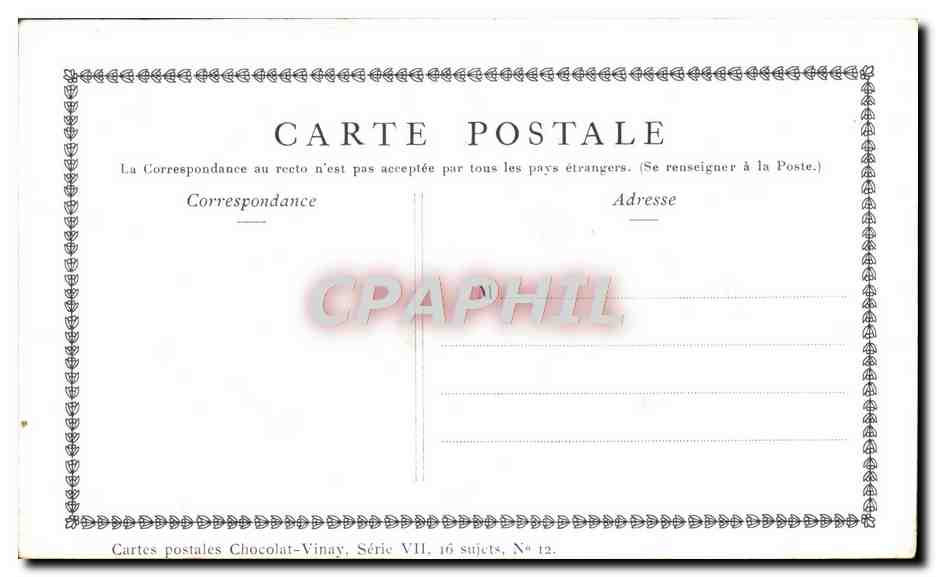 CPA Fantaisie Publicite Chocolat Vinay La marchande hollandaise Gerard Dou — Verso