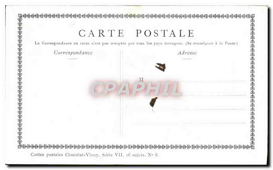 CPA Fantaisie Publicite Chocolat Vinay La fileuse Gerard Dou — Verso