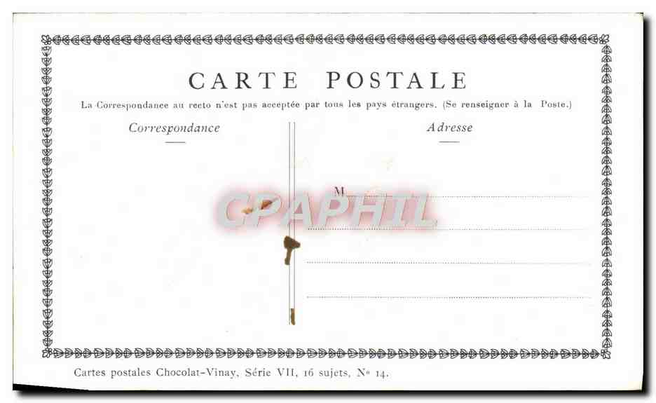 CPA Fantaisie Publicite Chocolat Vinay La famille de Gerard Dou — Verso