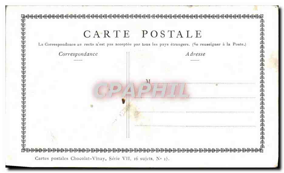 CPA Fantaisie Publicite Chocolat Vinay La corde Saint Aubin Enfants — Rückseite