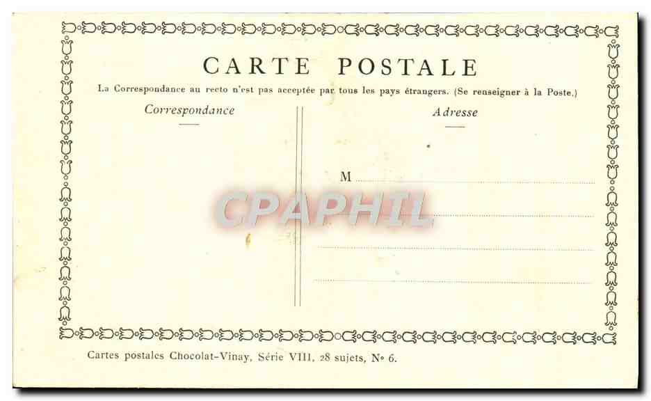 Le Marchand de Galette — Chocolat-Vinay, Série VIII, N° 6 — Verso