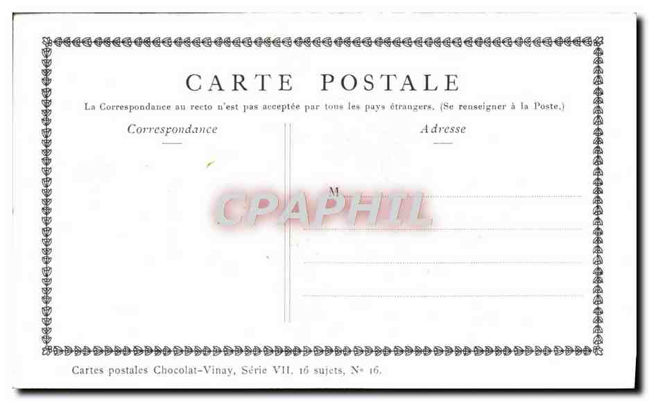 CPA Fantaisie Publicite Chocolat Vinay La toupie Saint Aubon Gerard Dou — Rückseite